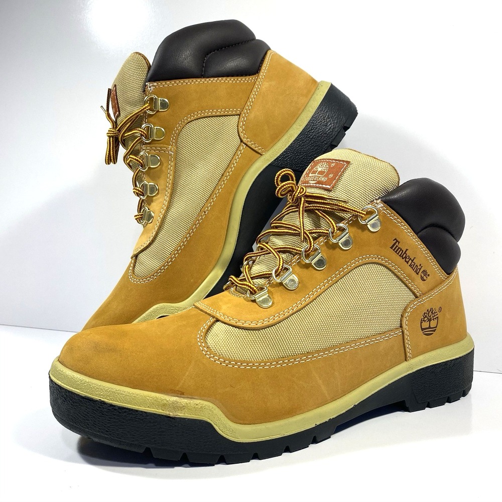 Timberland Mens Size 10.5 Field Boots Mid Top 'Wheat' Tan Brown